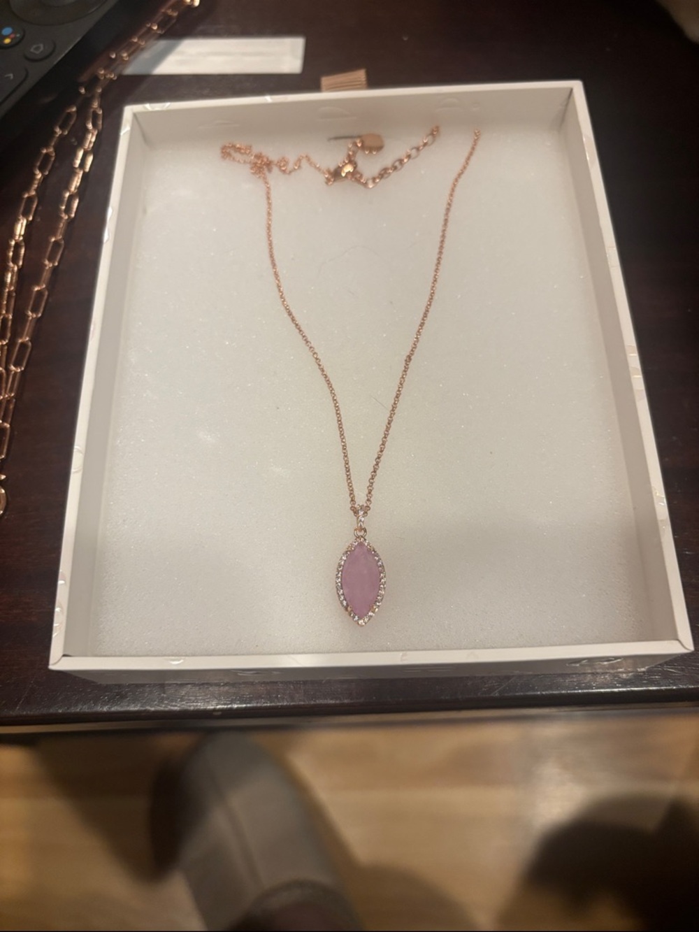 Rose Gold Necklace with Purple Kunzite